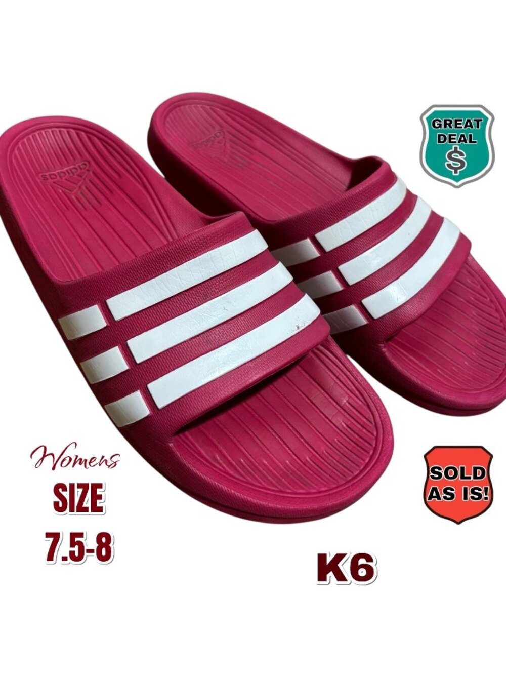 Pink adidas Duramo Slide Slippers Size K6, Women’s 7.5-8.